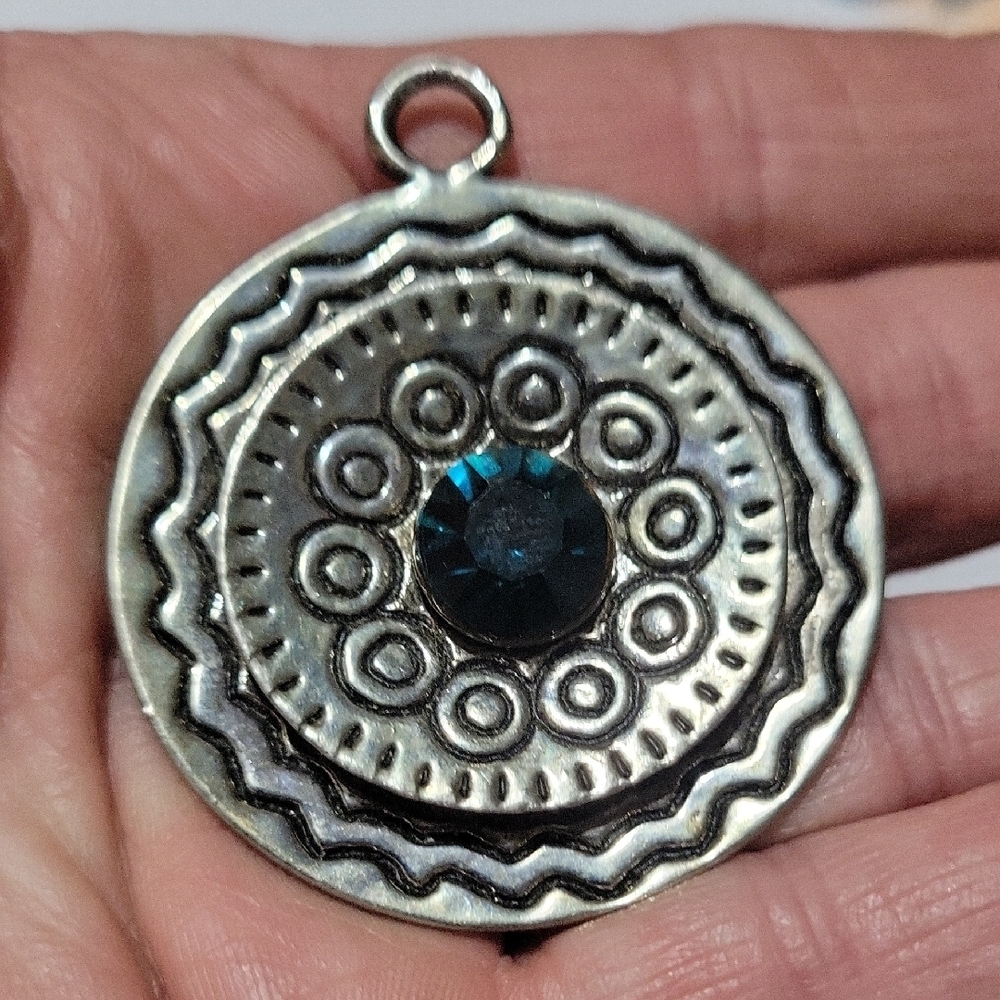 Vintage Large Pendant with Blue Gemstone